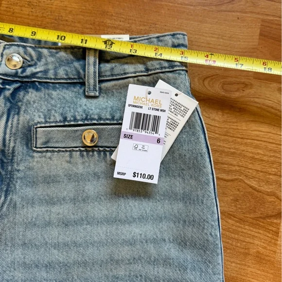 Michael Kors Women Sz 6 Blue Selma Crop Wide Leg Denim Jeans Pant Cotton Lyocell - Picture 7 of 14